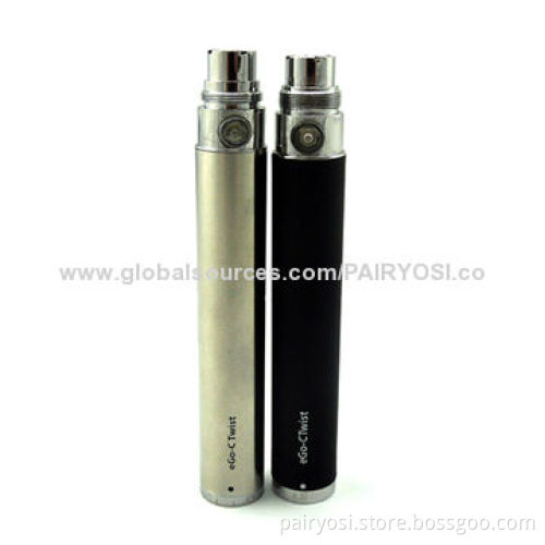 eGo-C twist battery, 3.2V - 4.8V variable voltages with short circuit protection, one year warranty